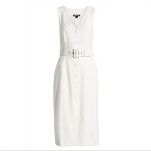 Something Navy white belted midi dress XS